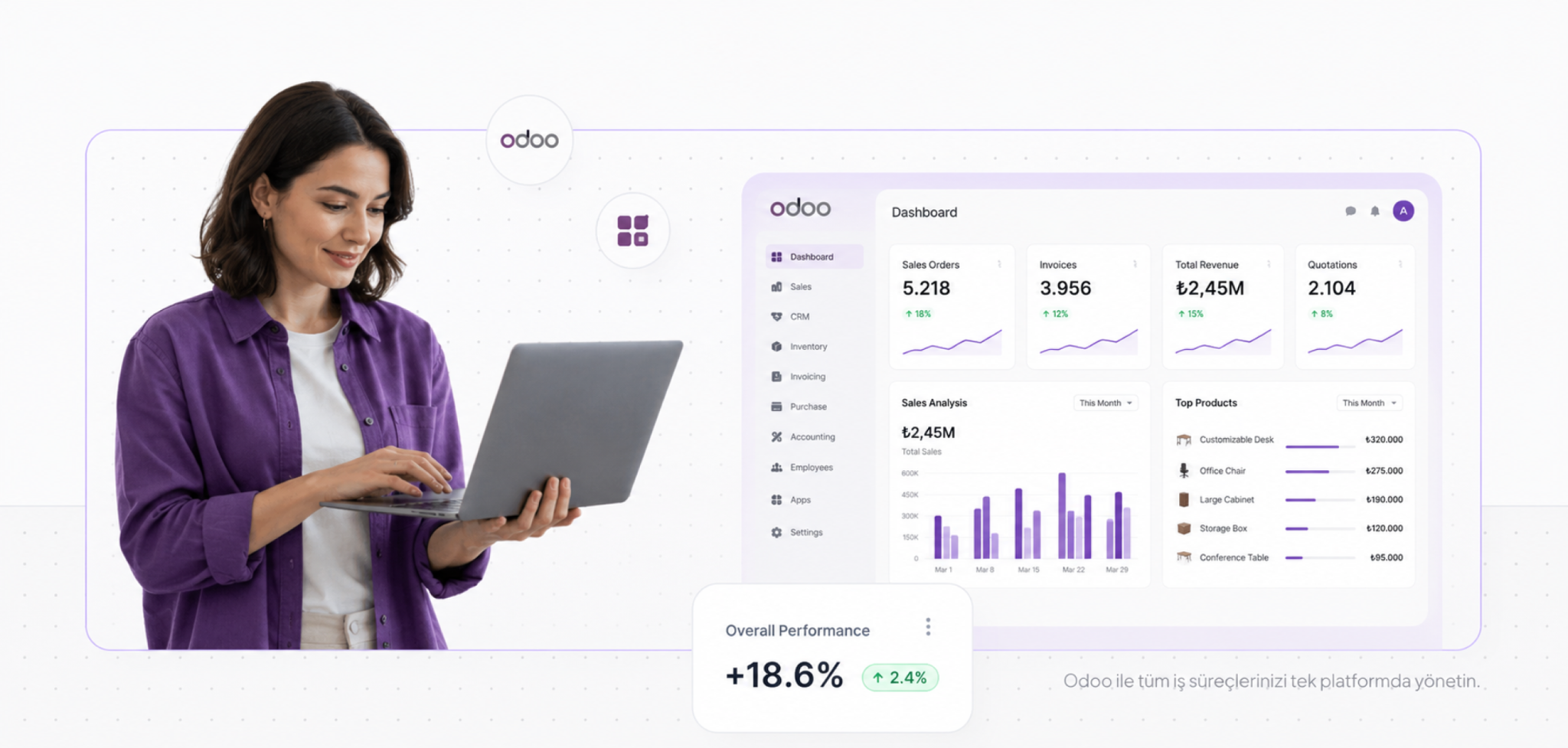 Odoo dashboard görseli